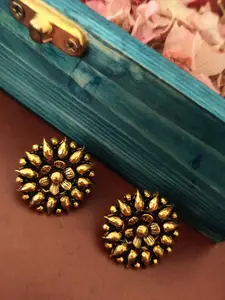 Binnis Wardrobe Gold-Toned Floral Shaped Studs Earrings