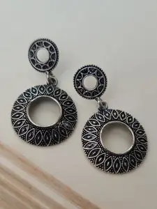 Binnis Wardrobe German Silver Silver Circular Drop Earrings