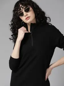 Roadster Women Black Solid  Sweatshirt