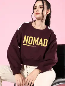 The Roadster Life Co. Coffee Brown Printed Hello Monsoon Hyper Graphics Sweatshirt