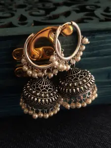 Binnis Wardrobe Silver-Toned Contemporary Jhumkas Earrings