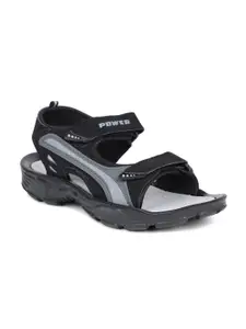 Power Men Black & Grey Solid Sports Sandals