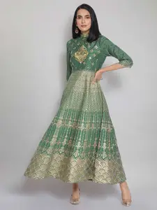 AURELIA Green Ethnic Motifs Maxi Dress