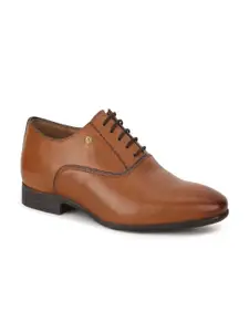 Hush Puppies Men Tan Solid Leather Formal Oxfords