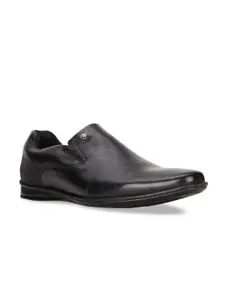 Hush Puppies Men Black Textured Leather Formal Slip-On Shoes