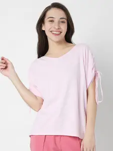 Vero Moda Women Pink Pure Cotton T-shirt