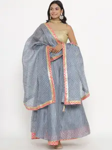 Kesarya Grey & Pink Embellished Ready to Wear Lehenga & Unstitched Blouse With Dupatta