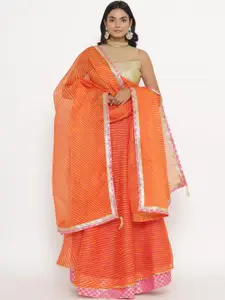 Kesarya Orange & Pink Embellished Ready to Wear Lehenga & Unstitched Blouse With Dupatta