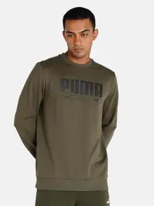 Puma Men Green Regular Fit Printed Sweatshirt
