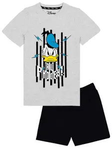 KINSEY Boys Grey Melange & Black T-shirt with Shorts