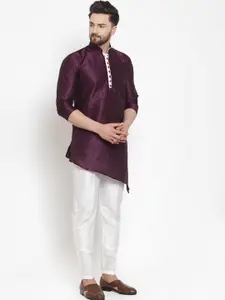 Kaifoo Men Purple Dupion Silk Kurta with Pyjamas