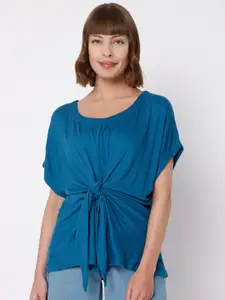 Vero Moda Blue Extended Sleeves Tie Up Top
