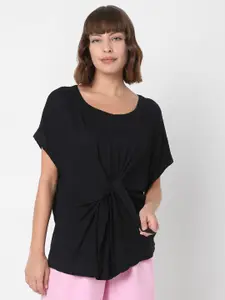 Vero Moda Black Extended Sleeves Tie Up Top