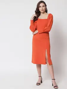 Trend Arrest Women Orange Sheath Midi Dress