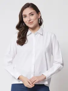 Trend Arrest Women White Cotton Formal Shirt