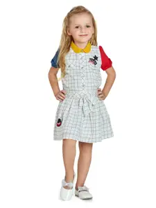 Peppermint Off White & Yellow Checked Peter Pan Collar Dress