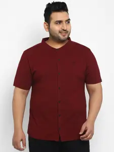 Urbano Plus Men Maroon Solid Cotton Regular Fit Casual Shirt