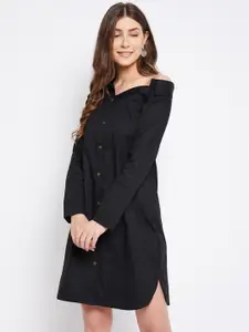 Imfashini Black Solid Shirt Dress