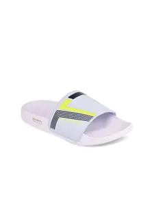 Campus Men Blue & Yellow Printed Sliders