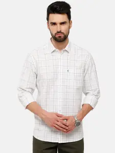 CAVALLO by Linen Club Men Blue & White Checked Linen Cotton Casual Shirt