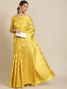 RAJGRANTH Yellow Ethnic Motifs Silk Cotton Banarasi Saree