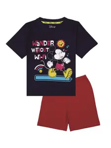 KINSEY Boys Navy Blue & Red Mickey Mouse T-shirt with Shorts