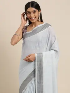 Mitera Grey Striped Silk Cotton Saree