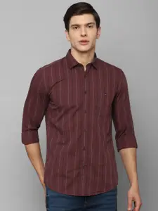 Louis Philippe Jeans Men Maroon Slim Fit Checked Cotton Casual Shirt