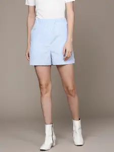 MANGO Women Blue & White Striped Shorts