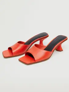 MANGO Women Orange Block Heels