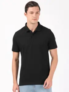 Jockey Men Black Polo Collar T-shirt
