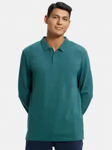 Jockey Men Green Polo Collar Cotton T-shirt