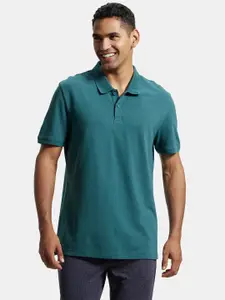 Jockey Men Green Polo Collar T-shirt