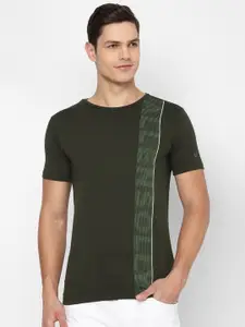 Allen Solly Sport Men Olive Green Typography Printed Cotton T-shirt