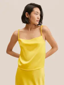 MANGO Women Yellow Solid Cami Top