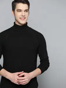 Mast & Harbour Men Black Solid Turtle Neck Pullover