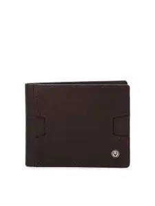 Allen Solly Men Brown Textured Leather Two Fold Wallet