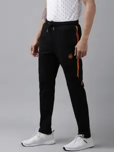 Van Heusen Sport Men Black Solid Pure Cotton Slim Fit Mid-Rise Track Pants