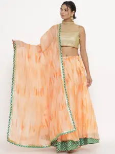 Kesarya Cream-Coloured & Green Ready to Wear Lehenga & Unstitched Blouse With Dupatta