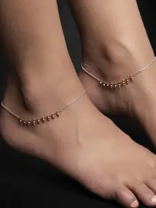 Zavya Women Set Of 2 Rose Gold-Plated 925 Sterling Silver Anklets