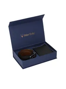 Allen Solly Men Black& Brown Genuine Leather Wallet & Belt Combo Gift Set