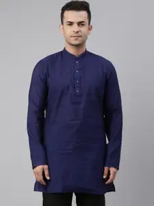 TATTVA Men Navy Blue Straight Kurta