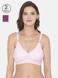 Souminie Pink & Magenta Non-Padded & Non-Wired Everyday Bra Pack Of 2
