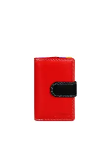 CALFNERO Women Red & Black Leather Two Fold Wallet