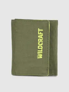 Wildcraft Men Olive Green Embroidered Three Fold Wallet