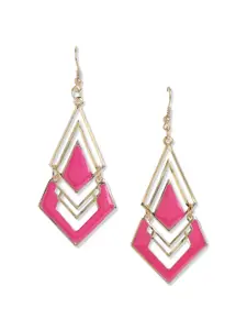 Blisscovered Pink & Gold-Toned Contemporary Drop Earrings