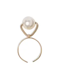 Blisscovered Gold-Toned Pearl Adjustable Ring