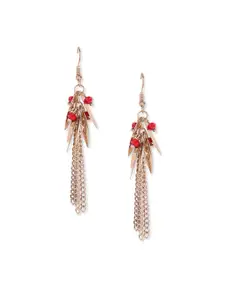 Blisscovered Red & Gold-Toned Contemporary Drop Earrings