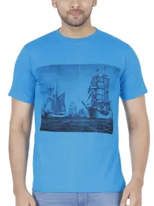 Fleximaa Men Blue Printed T-shirt