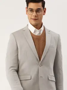 Peter England Men Grey Neo Slim Fit Single-Breasted Formal Blazer